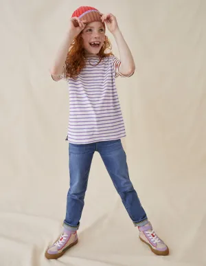 Boxy Short Sleeve Breton-Ivory/Aster Purple