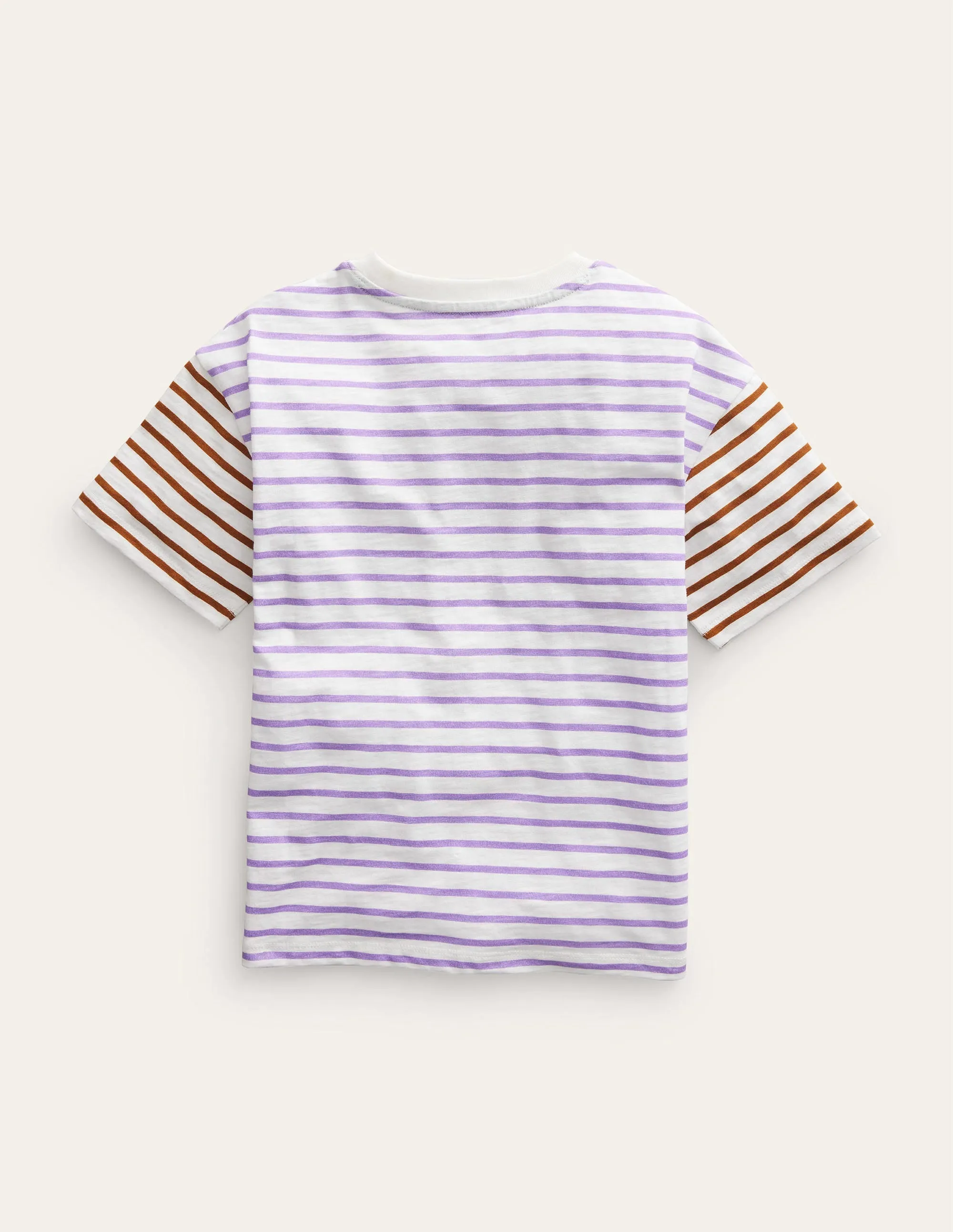 Boxy Short Sleeve Breton-Ivory/Aster Purple