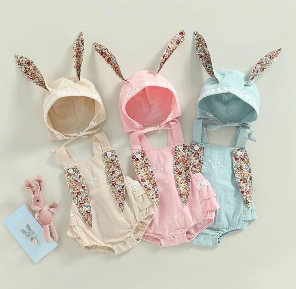 Bunny Romper & Matching Hat - Blue