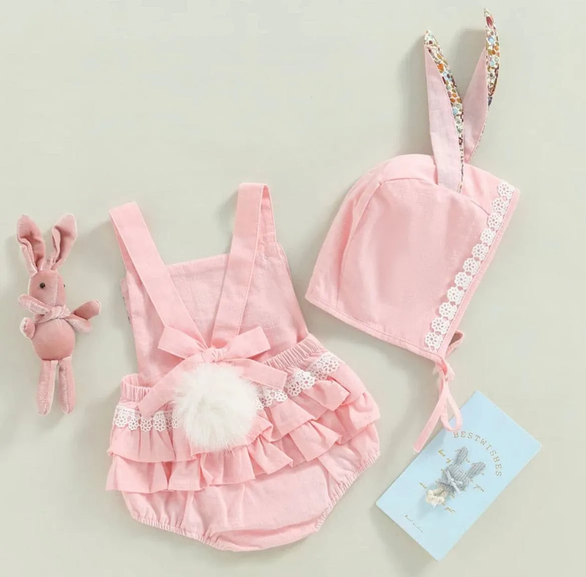 Bunny Romper & Matching Hat - Blue