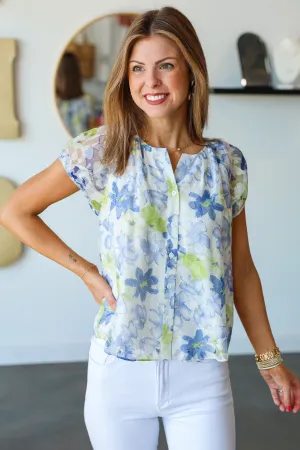 Button Down Floral Blouse