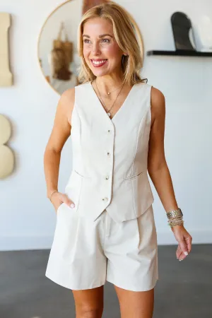 Button Down Vest - Natural