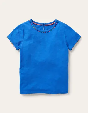 Charlie Pom Jersey T-shirt-Brilliant Blue