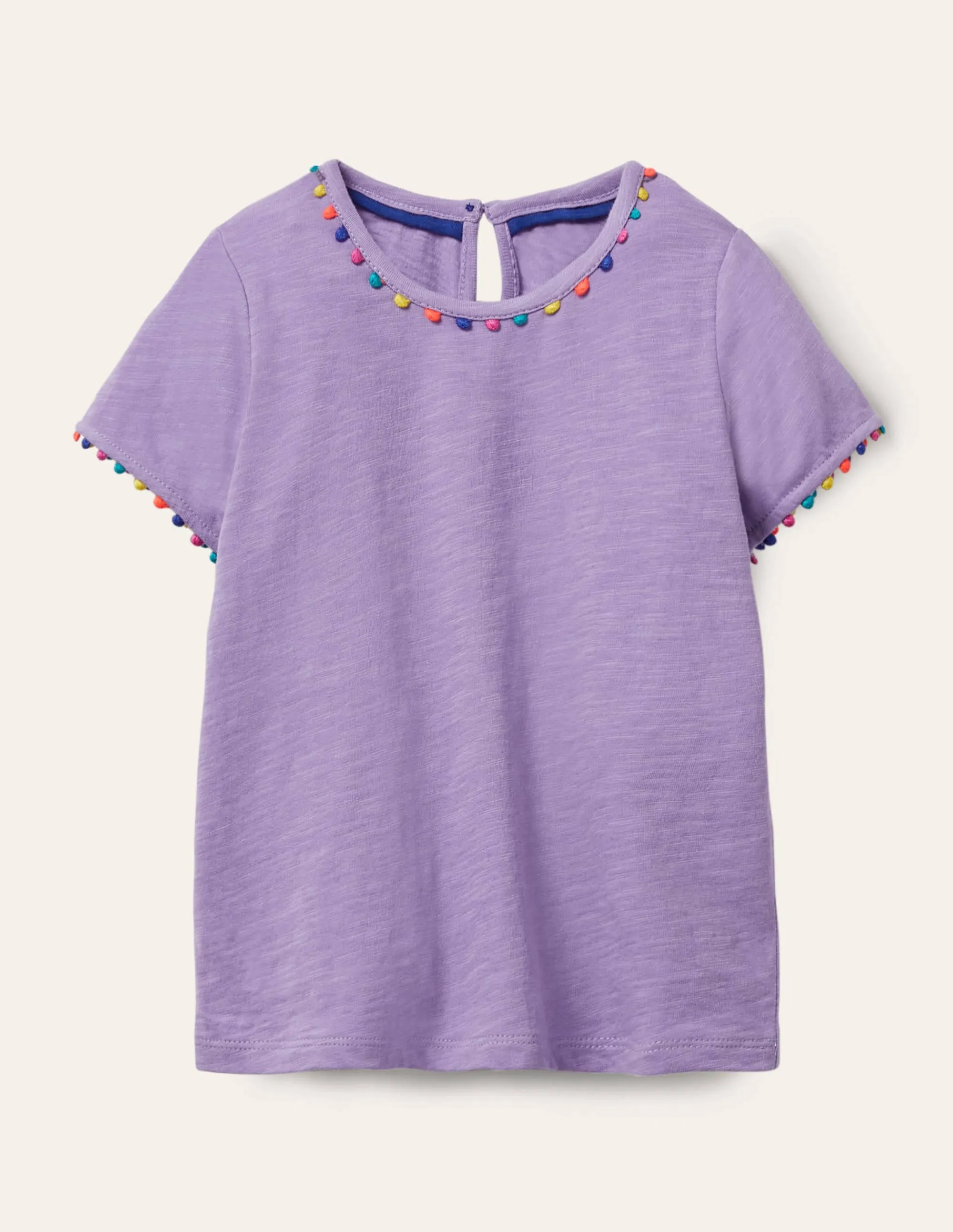 Charlie Pom Jersey T-shirt-Cool Violet Purple