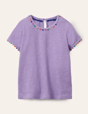 Charlie Pom Jersey T-shirt-Cool Violet Purple