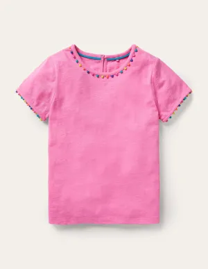 Charlie Pom Jersey T-shirt-Strawberry Ice Pink