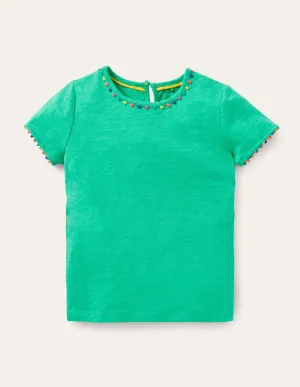 Charlie Pom Jersey T-shirt-Tropical Green