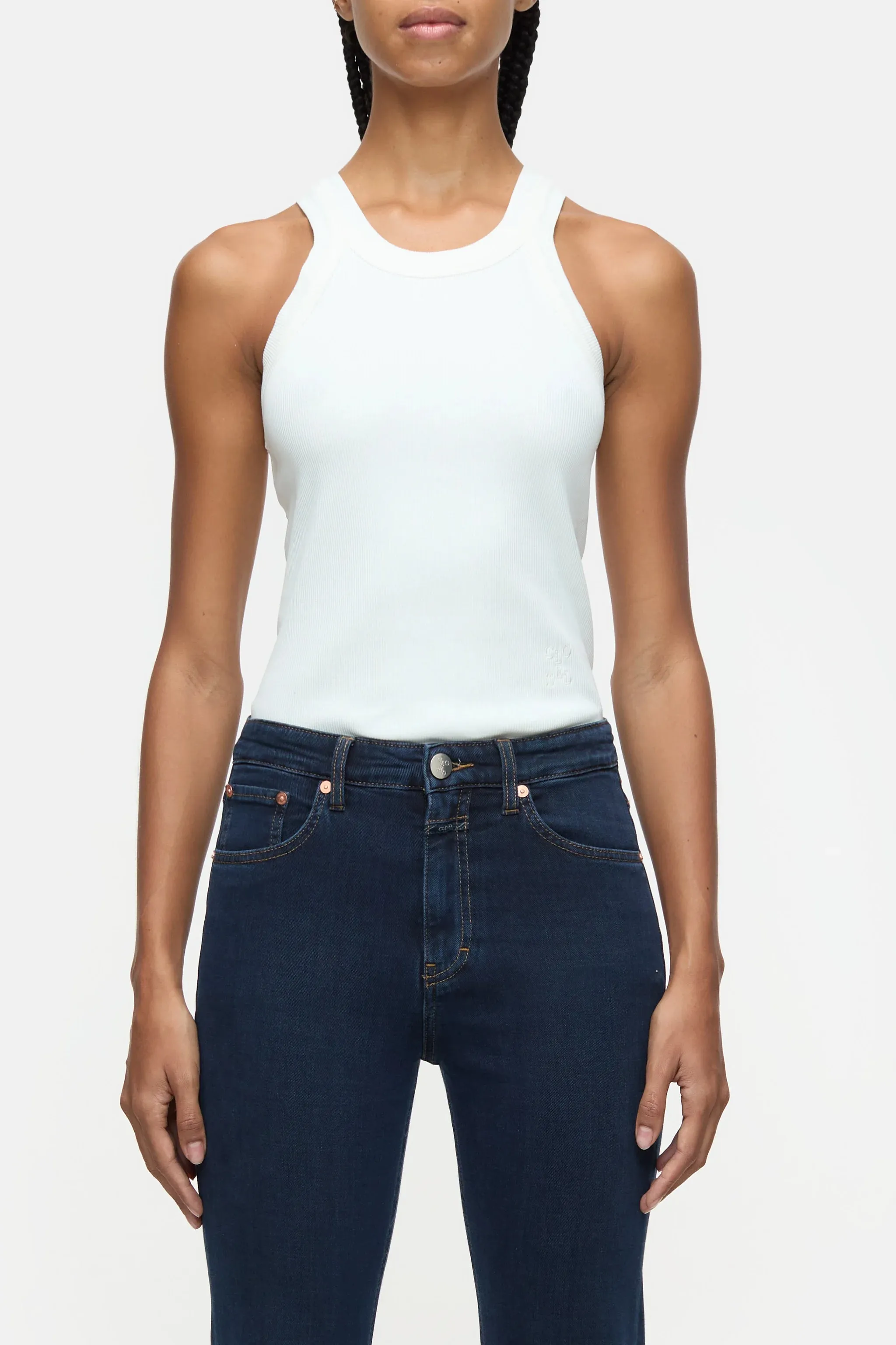 Closed Racer Tank - Ivory