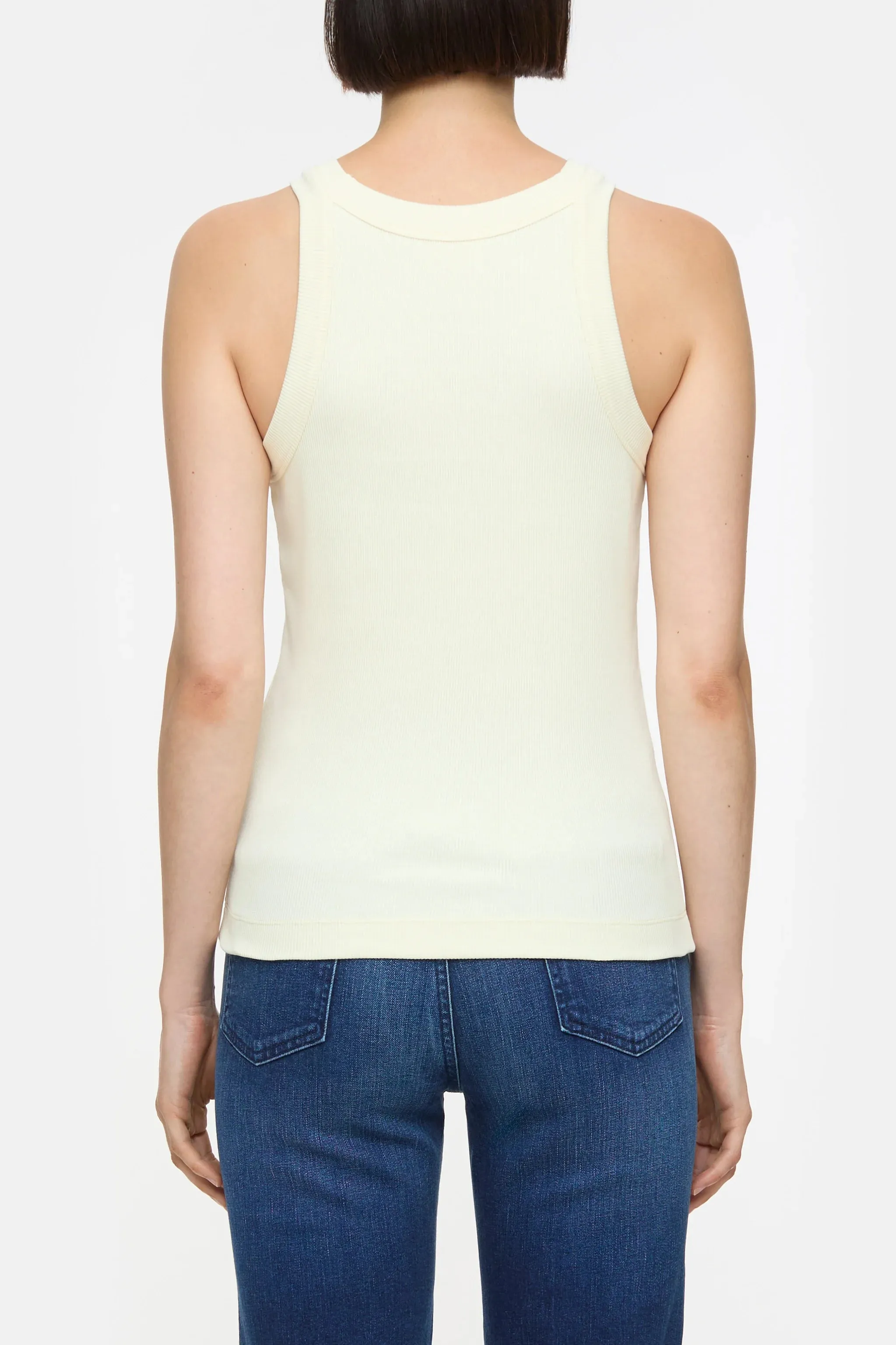 Closed Racer Tank - Vanilla Beige