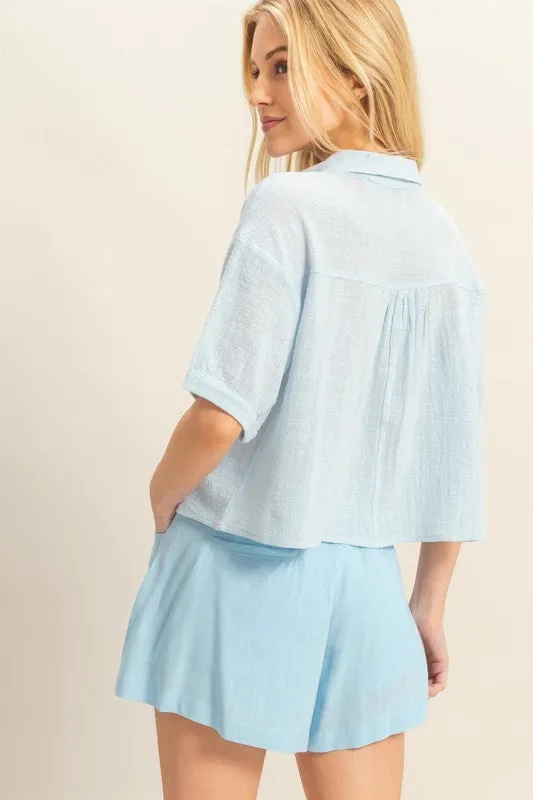 Cotton Crop Button Down Top