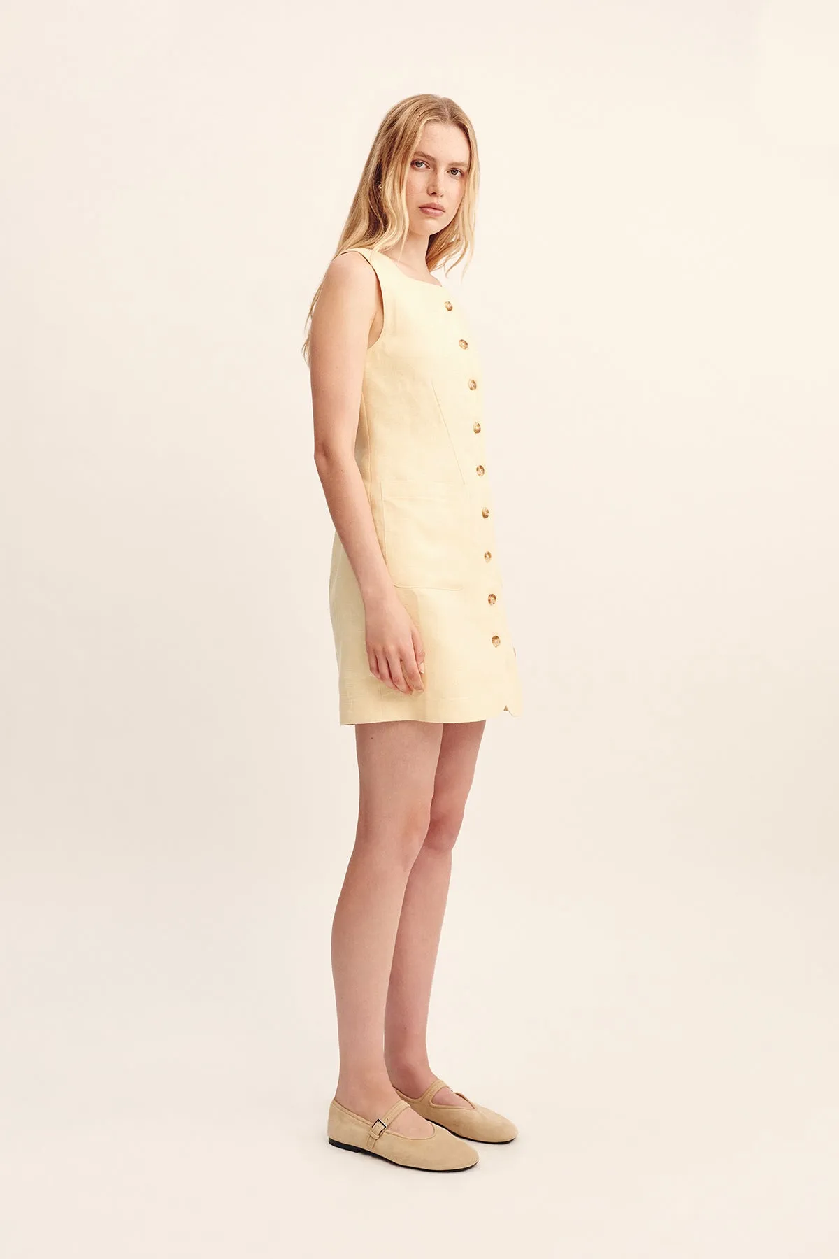 EMMA BUTTON DOWN DRESS - DUSTY CITRON