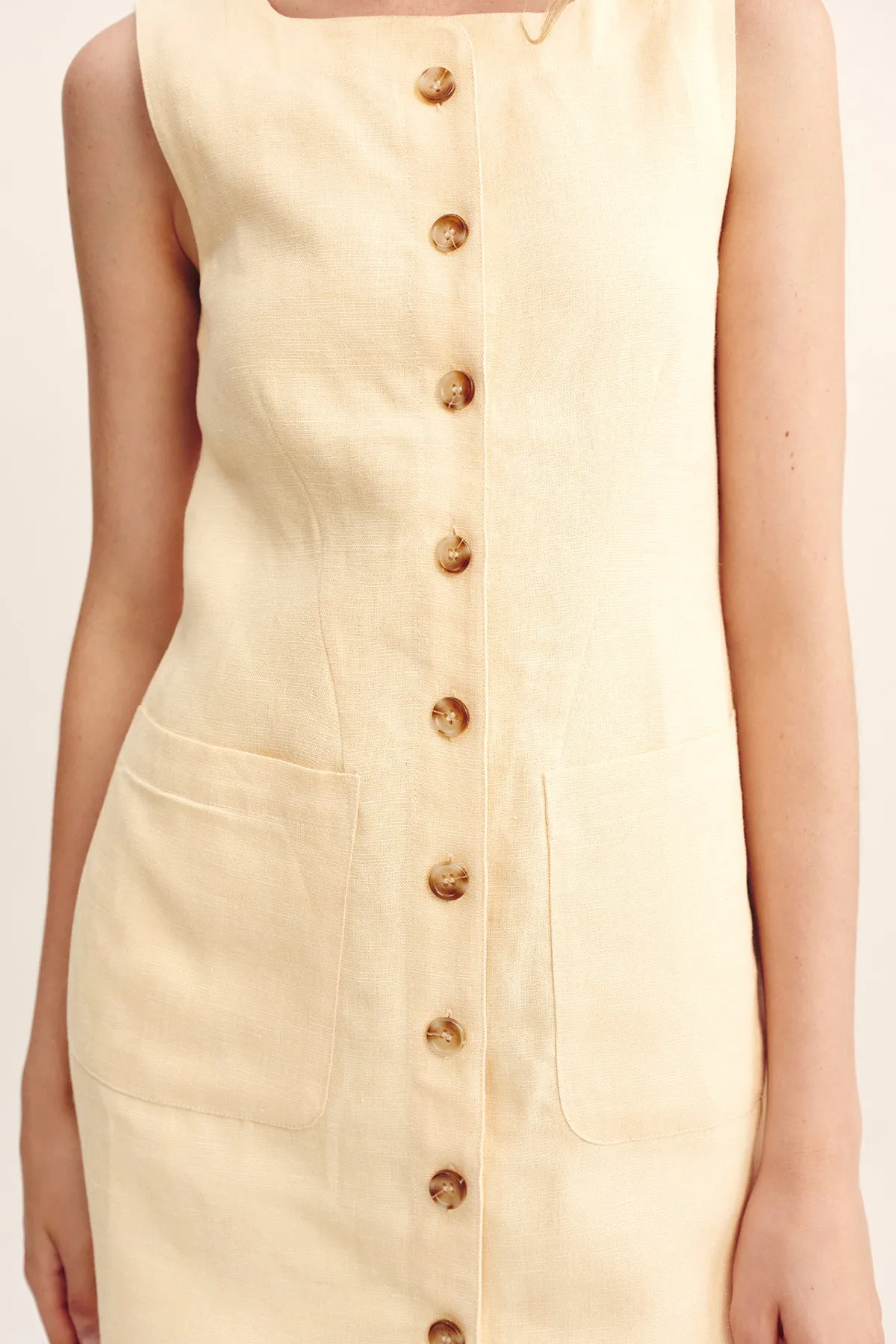 EMMA BUTTON DOWN DRESS - DUSTY CITRON