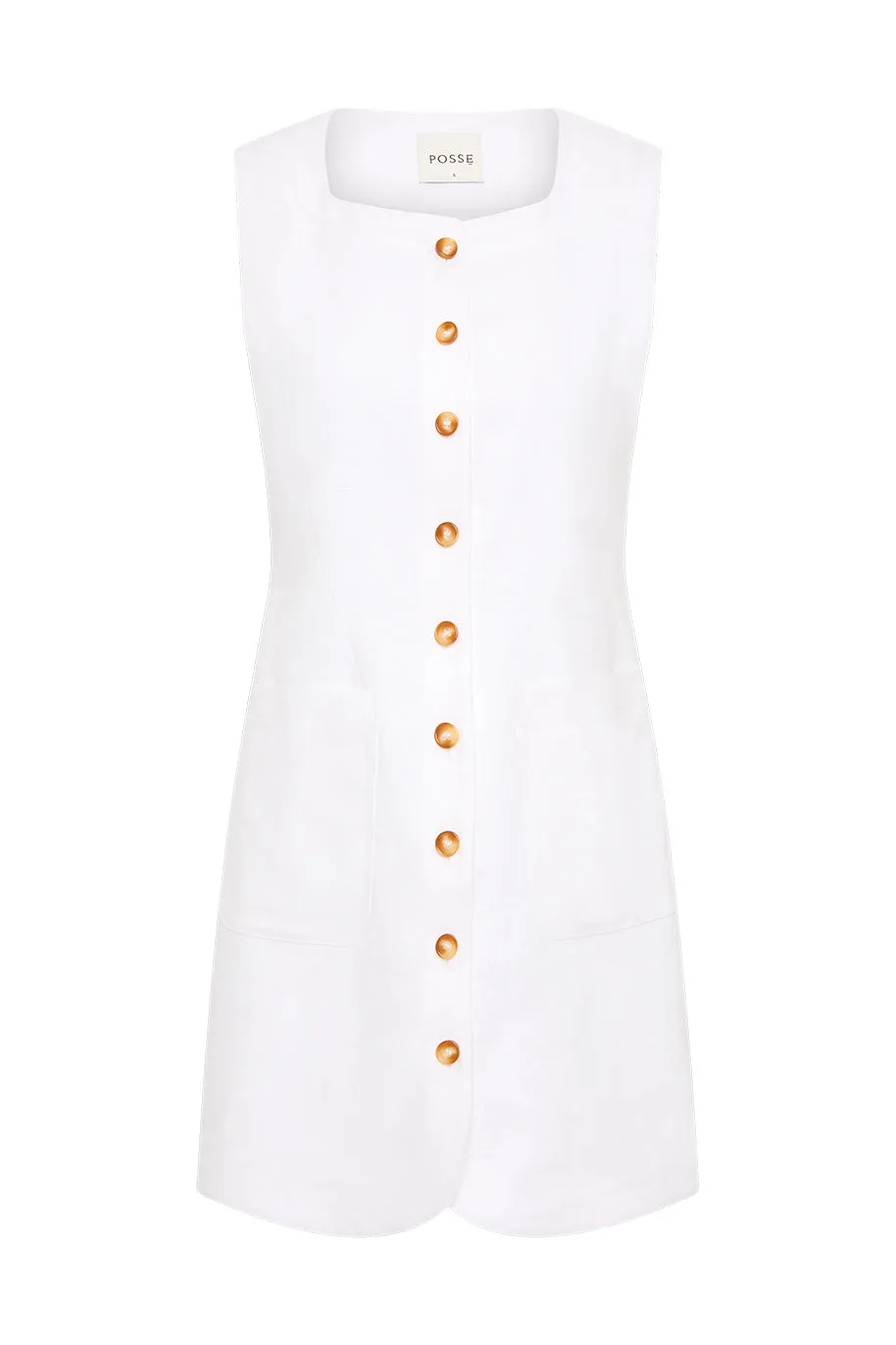 EMMA BUTTON DOWN DRESS - IVORY