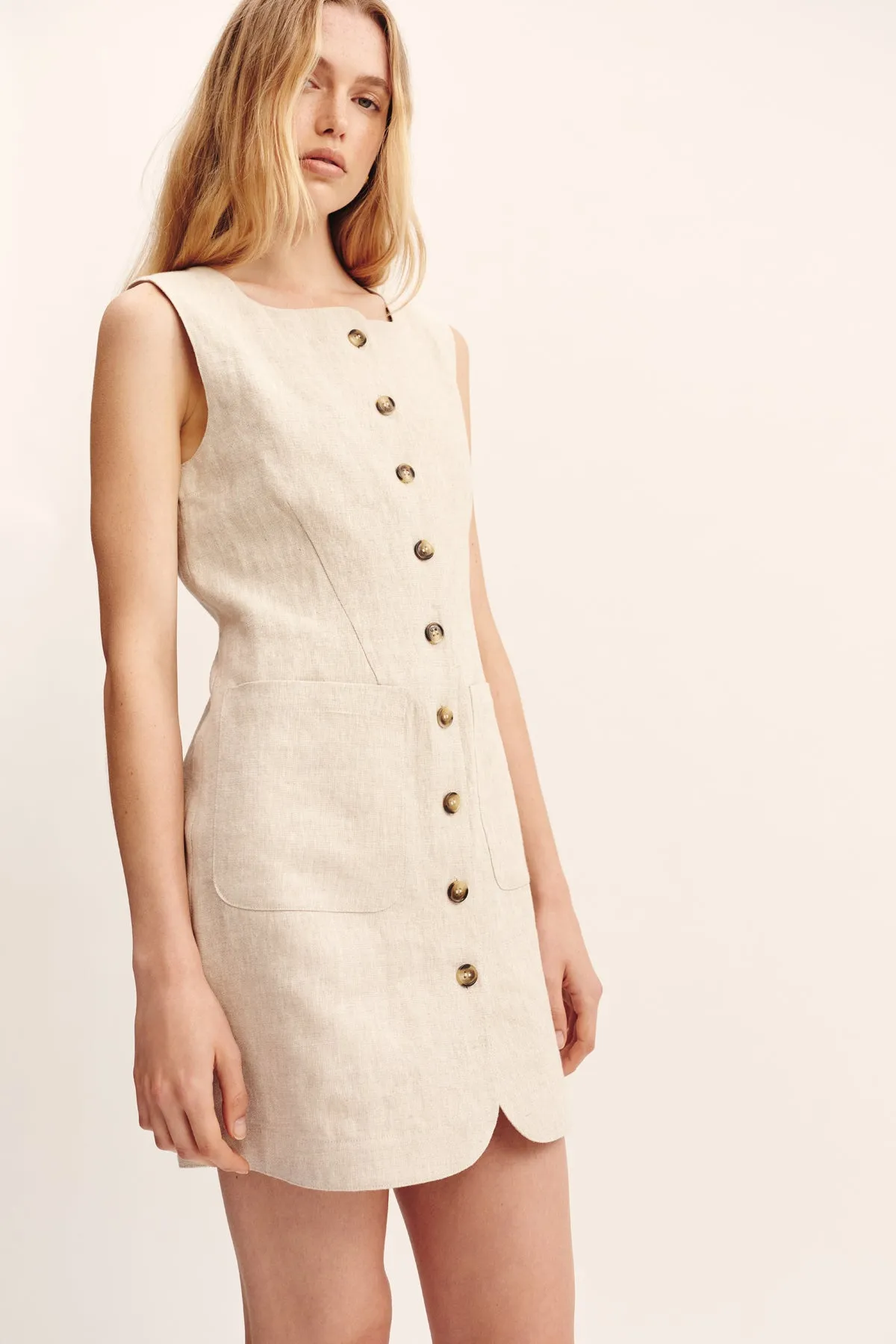 EMMA BUTTON DOWN DRESS - NATURAL