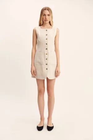 EMMA BUTTON DOWN DRESS - NATURAL