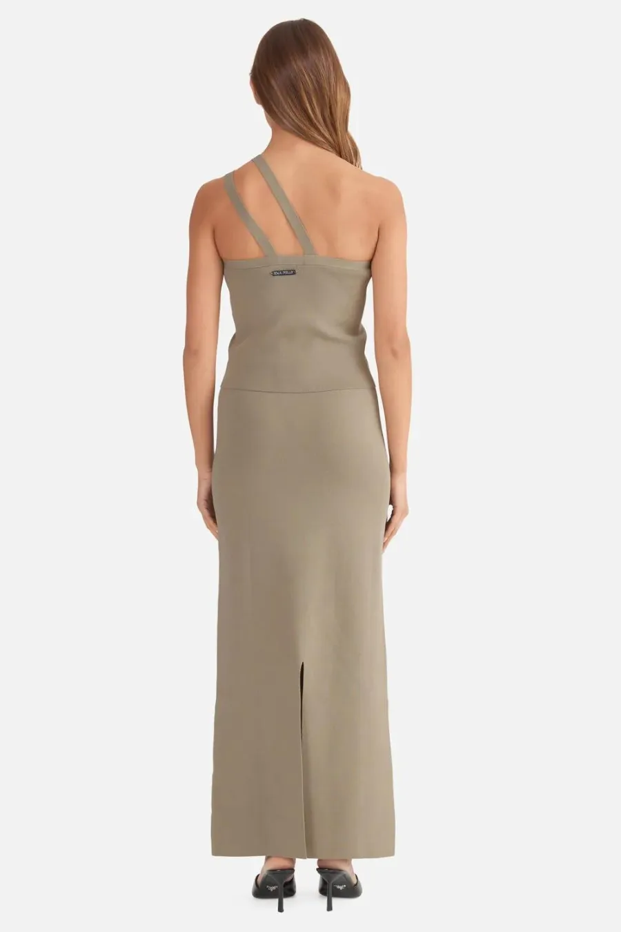 Evie Luxe Assymetric Knit Tank Olive