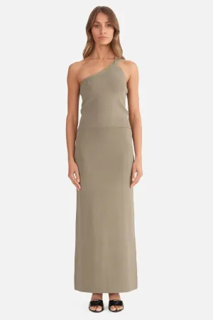 Evie Luxe Assymetric Knit Tank Olive