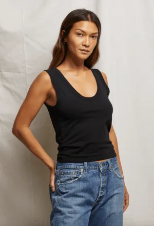 khara U-Neck Tank Top - True Black