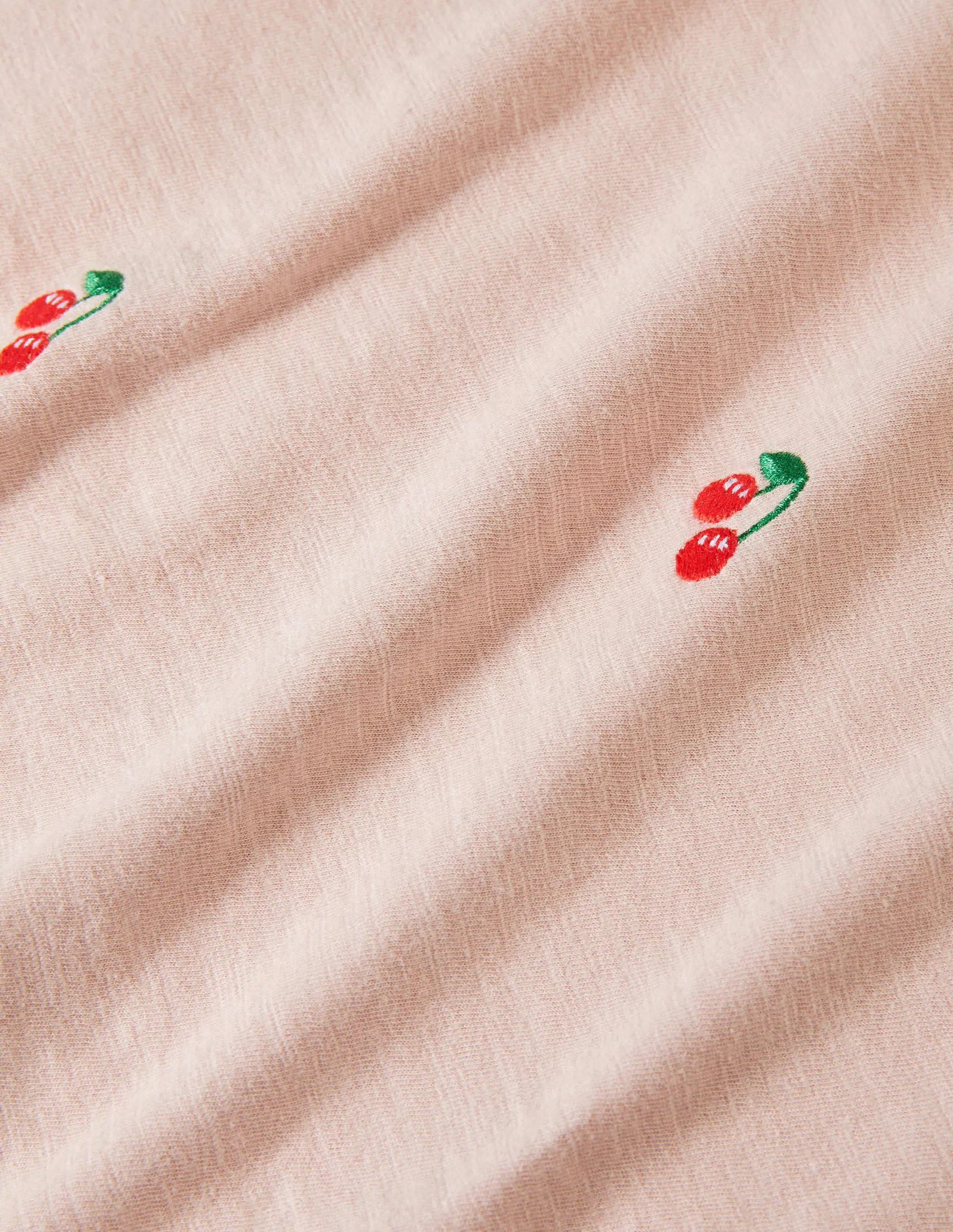 Lena Embroidered Jersey Tee-Milkshake, Cherries
