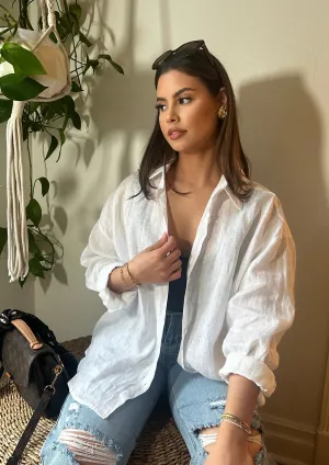 Linen Button Down - White
