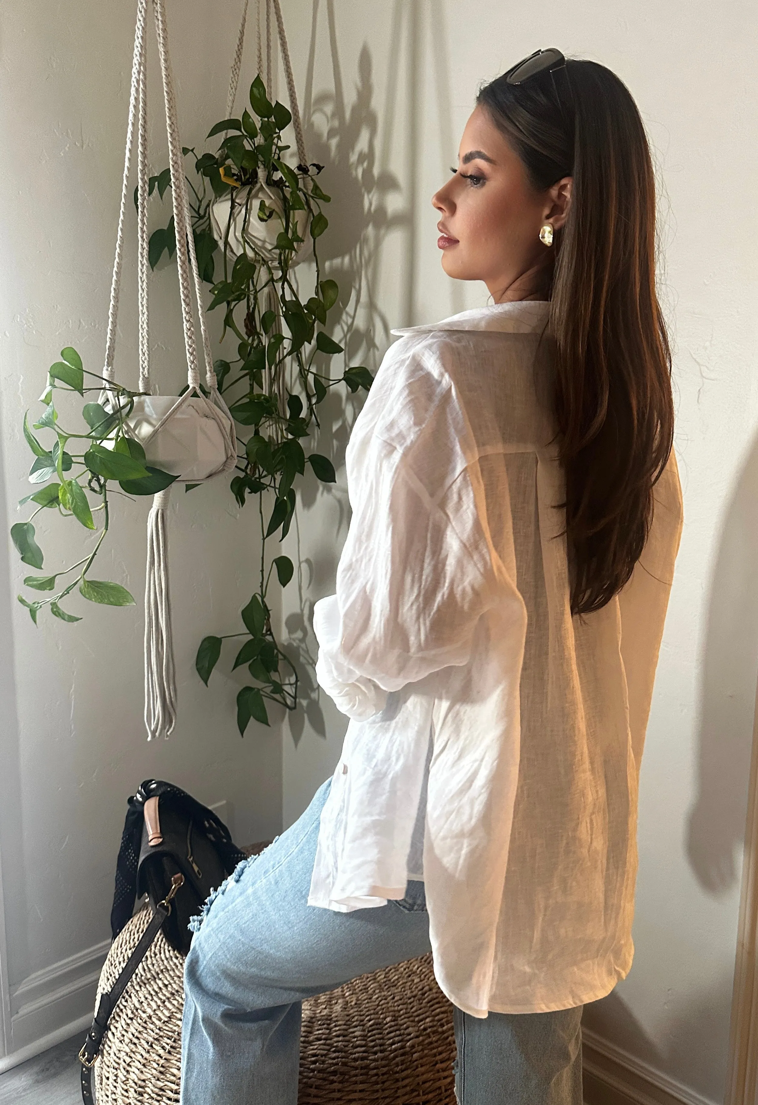 Linen Button Down - White
