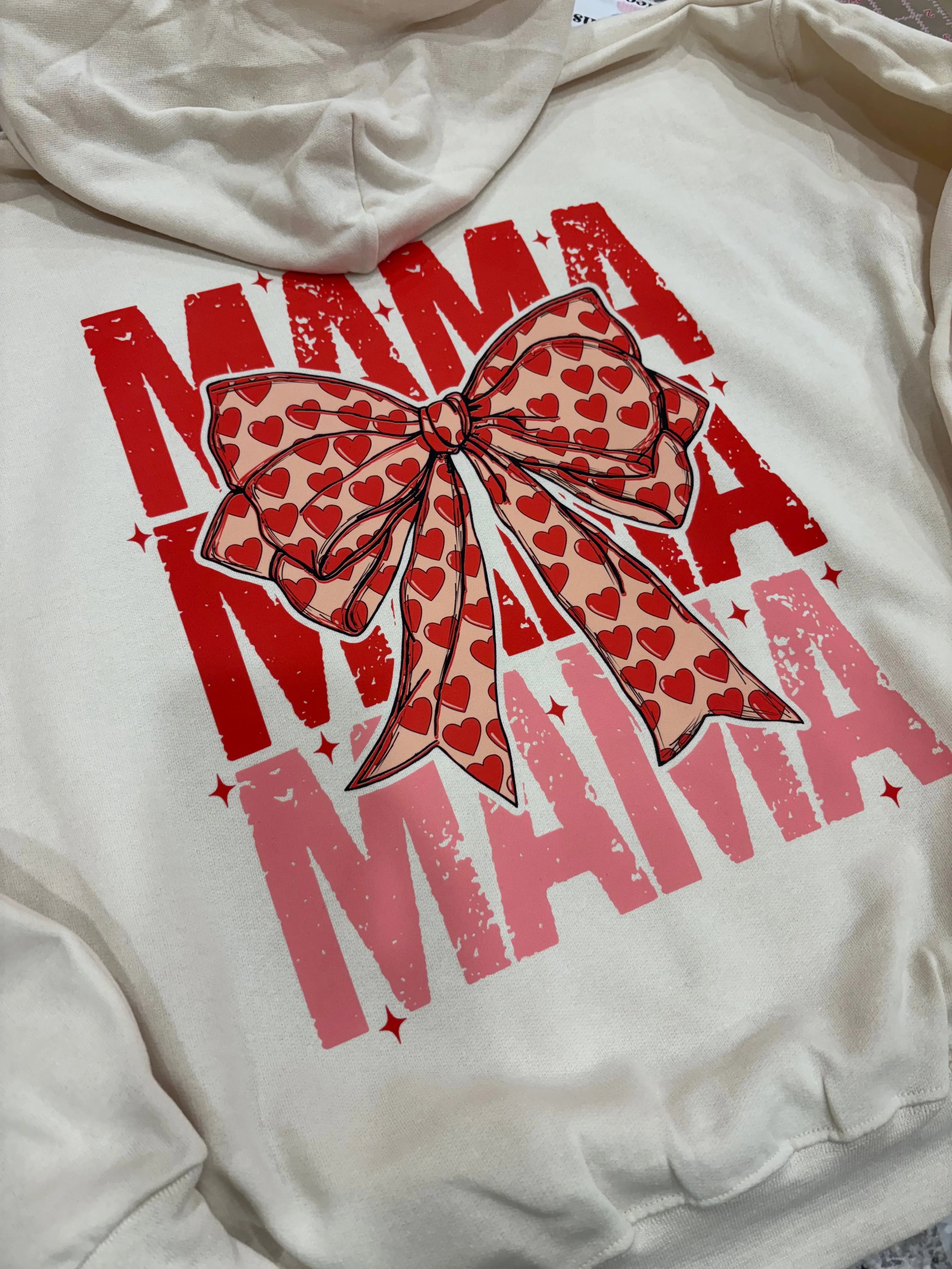 Mama Coquette Bow Cream Hoodie