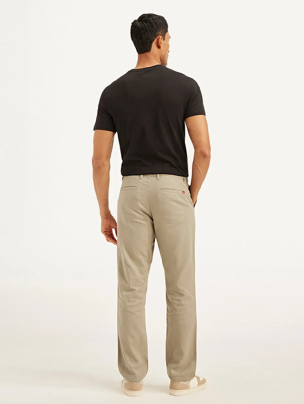 Men's Beige Authentic Straight Fit Linen Chino Pants