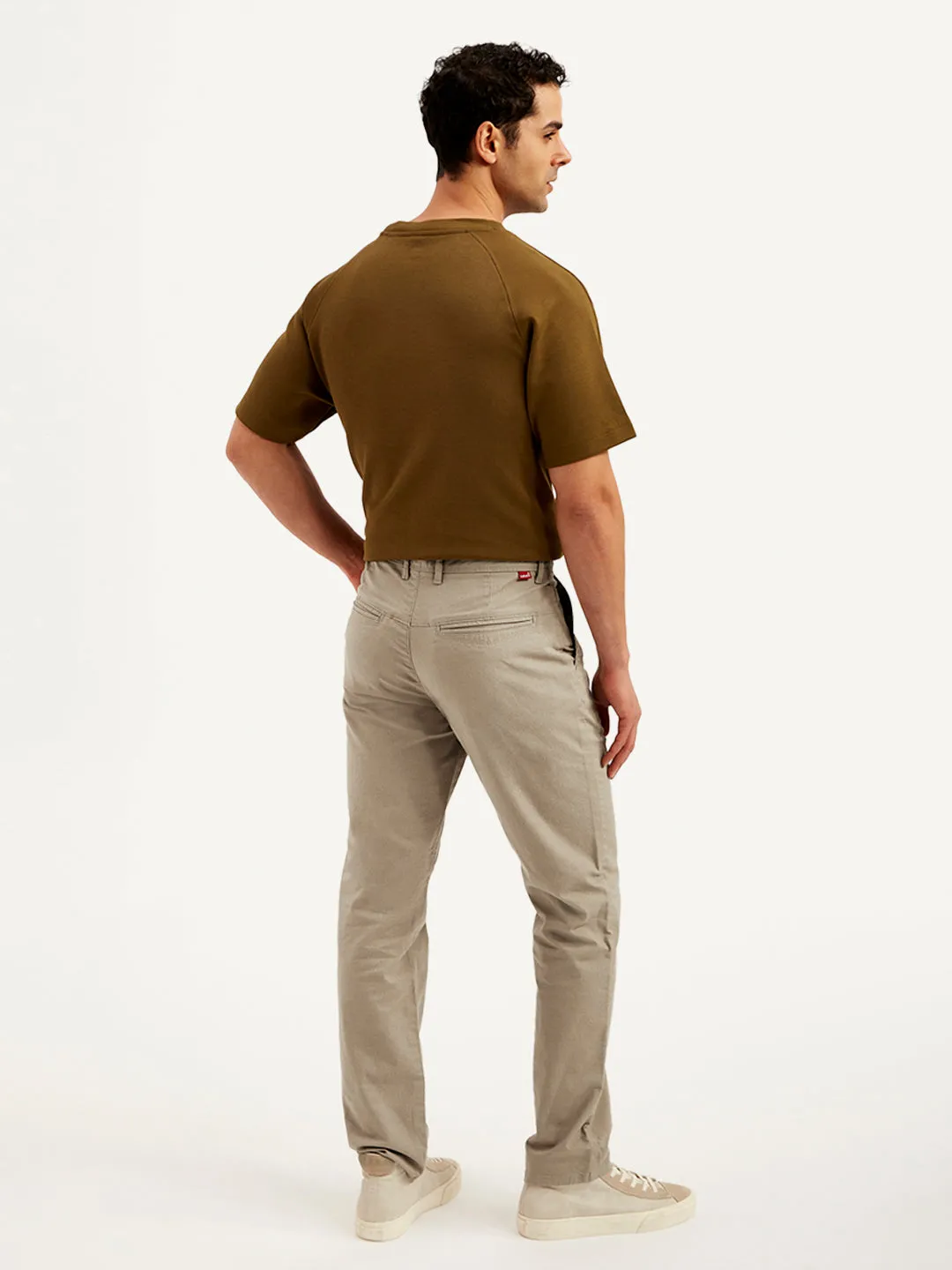 Men's Brown Authentic Straight Fit Linen Chinos