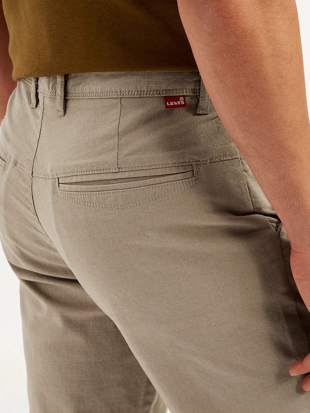 Men's Brown Authentic Straight Fit Linen Chinos