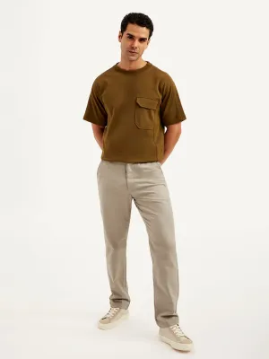 Men's Brown Authentic Straight Fit Linen Chinos