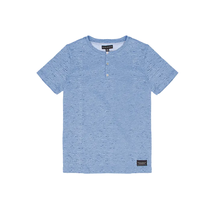 Men's Henley T-Shirt - Heather Blue
