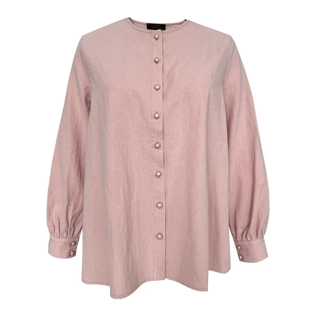 Nikayla Linen Kurung Set - Pink Peach
