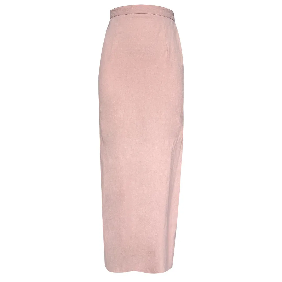 Nikayla Linen Kurung Set - Pink Peach
