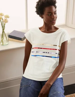 Robyn Jersey Tee-Rainbow Foil Stripe