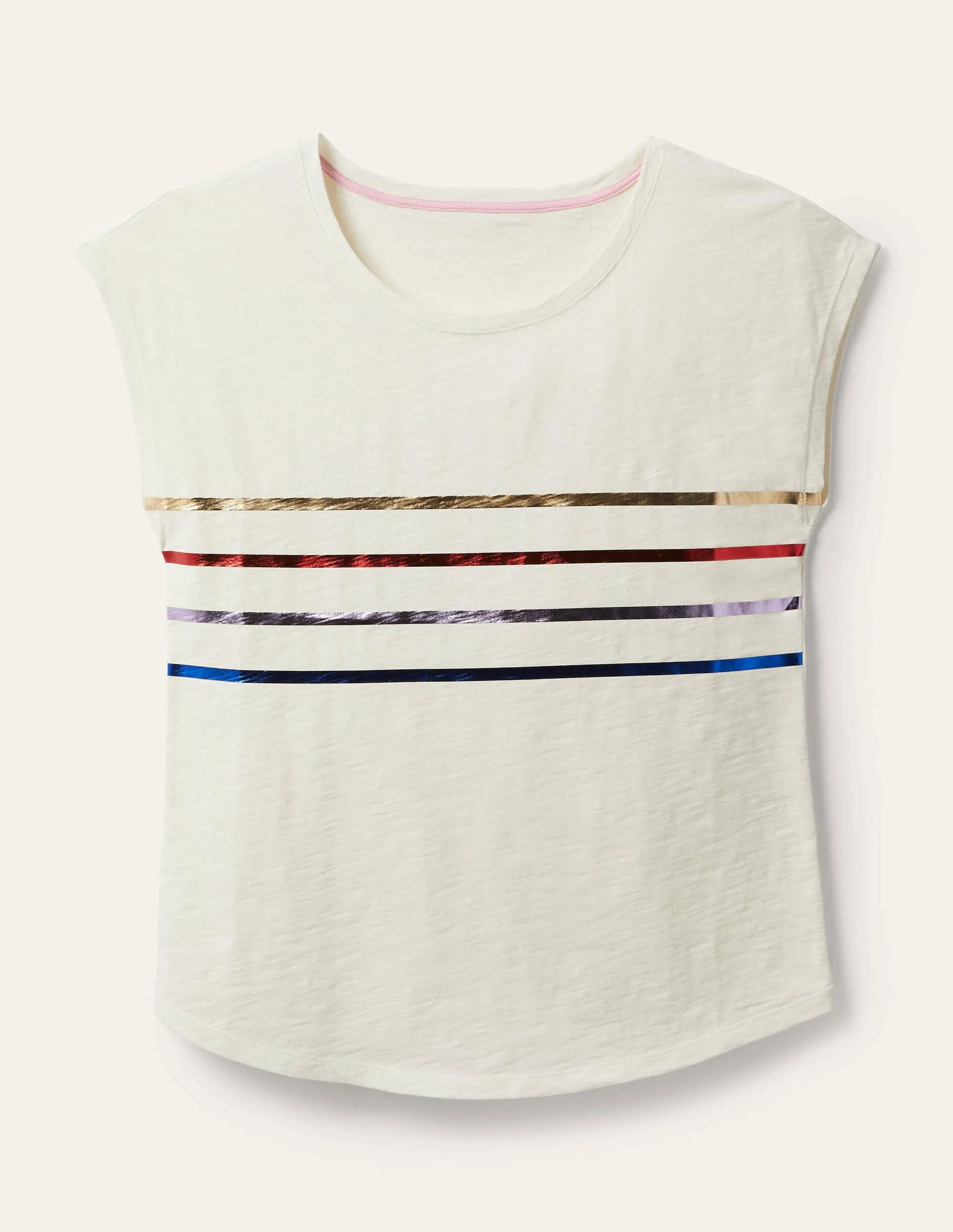 Robyn Jersey Tee-Rainbow Foil Stripe