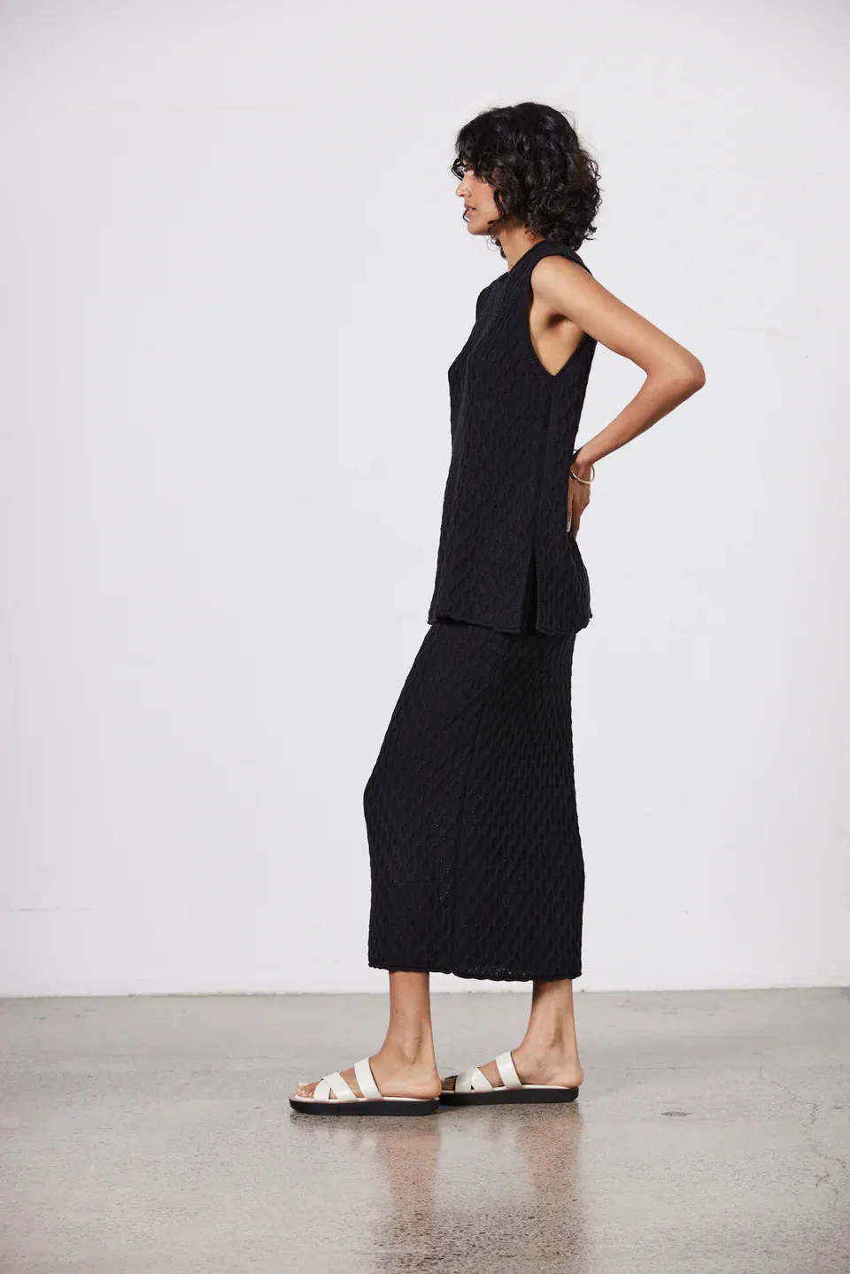 Romy Sleeveless Knit Tank Black