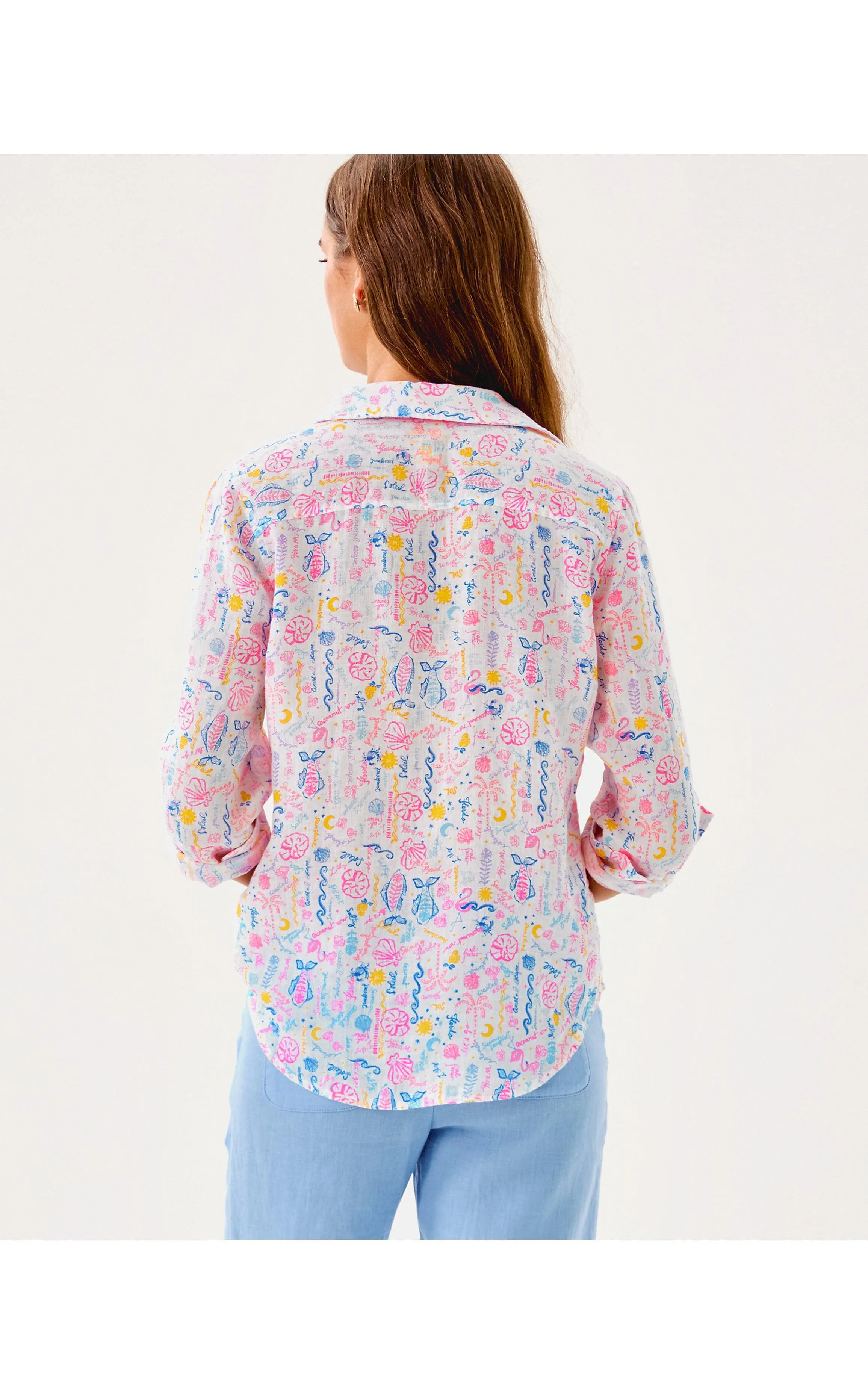 Sea View Linen Button Down Top Summer Serenade