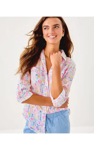 Sea View Linen Button Down Top Summer Serenade
