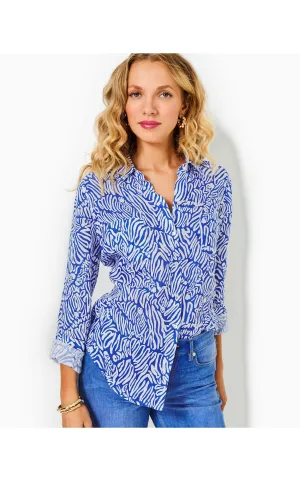 Sea View Linen Button Down Top Zee Bebe