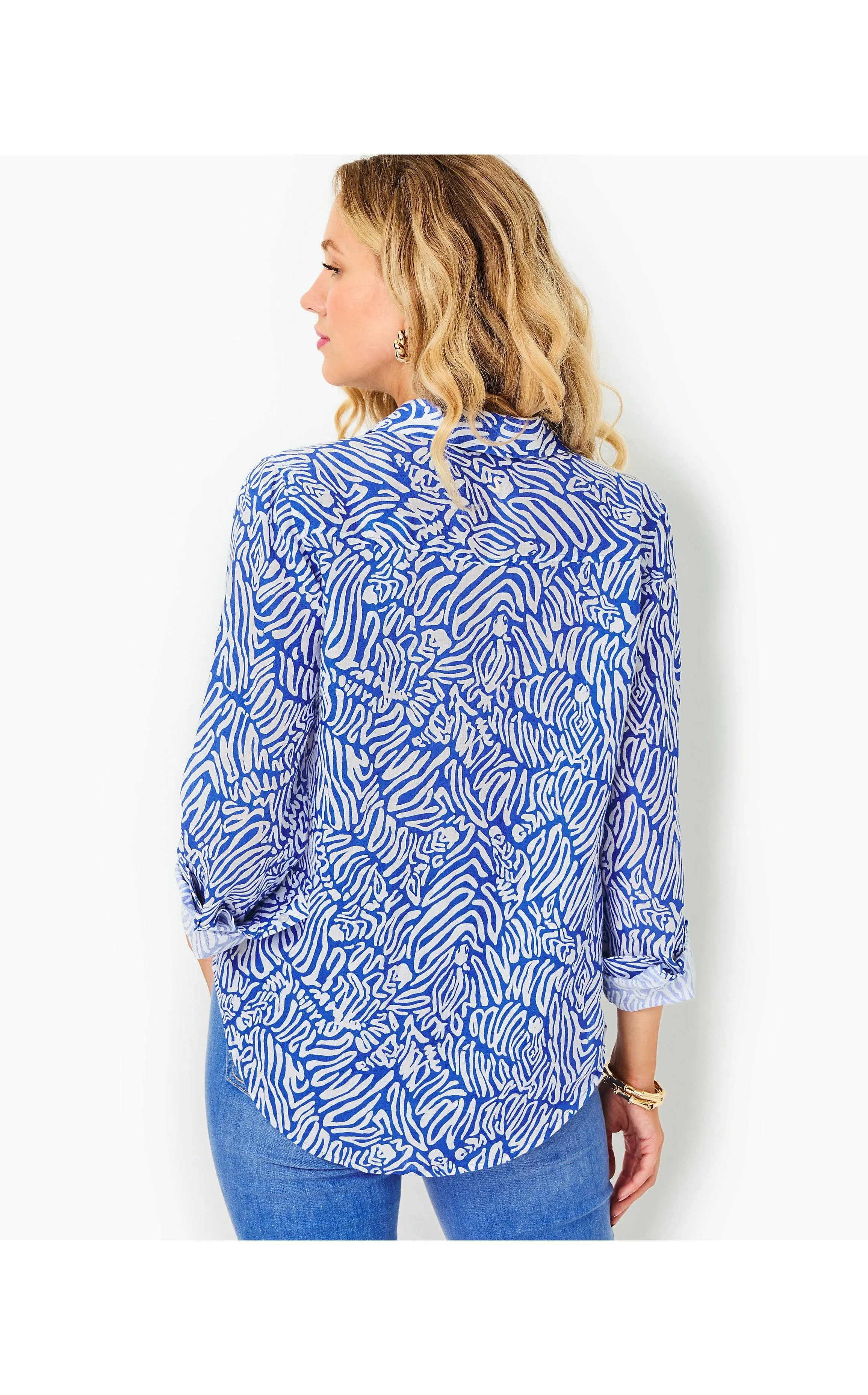 Sea View Linen Button Down Top Zee Bebe