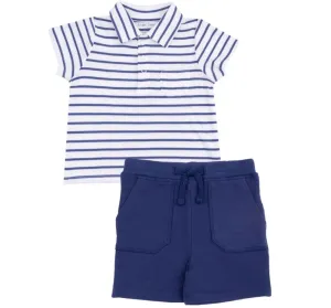 Stripe Vintage Navy Rib Shirt And French Terry Short