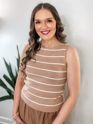 Taupe Stripe Knit Tank