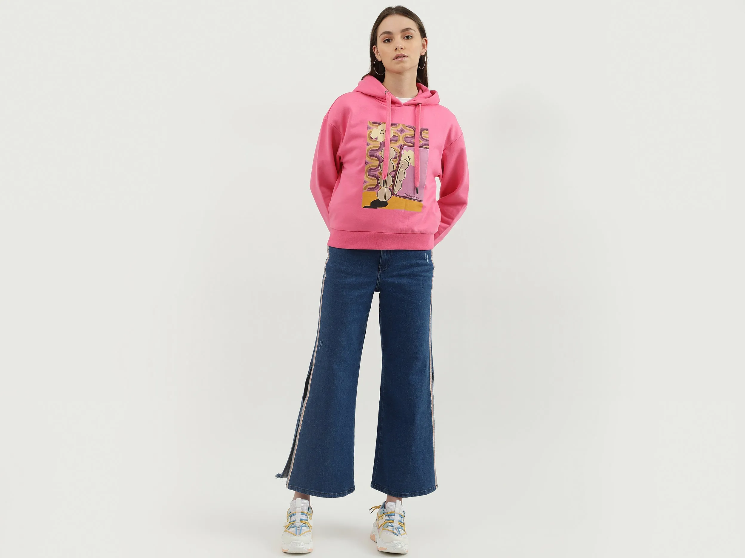 Women Printed Hooded Neck Sweatshirt