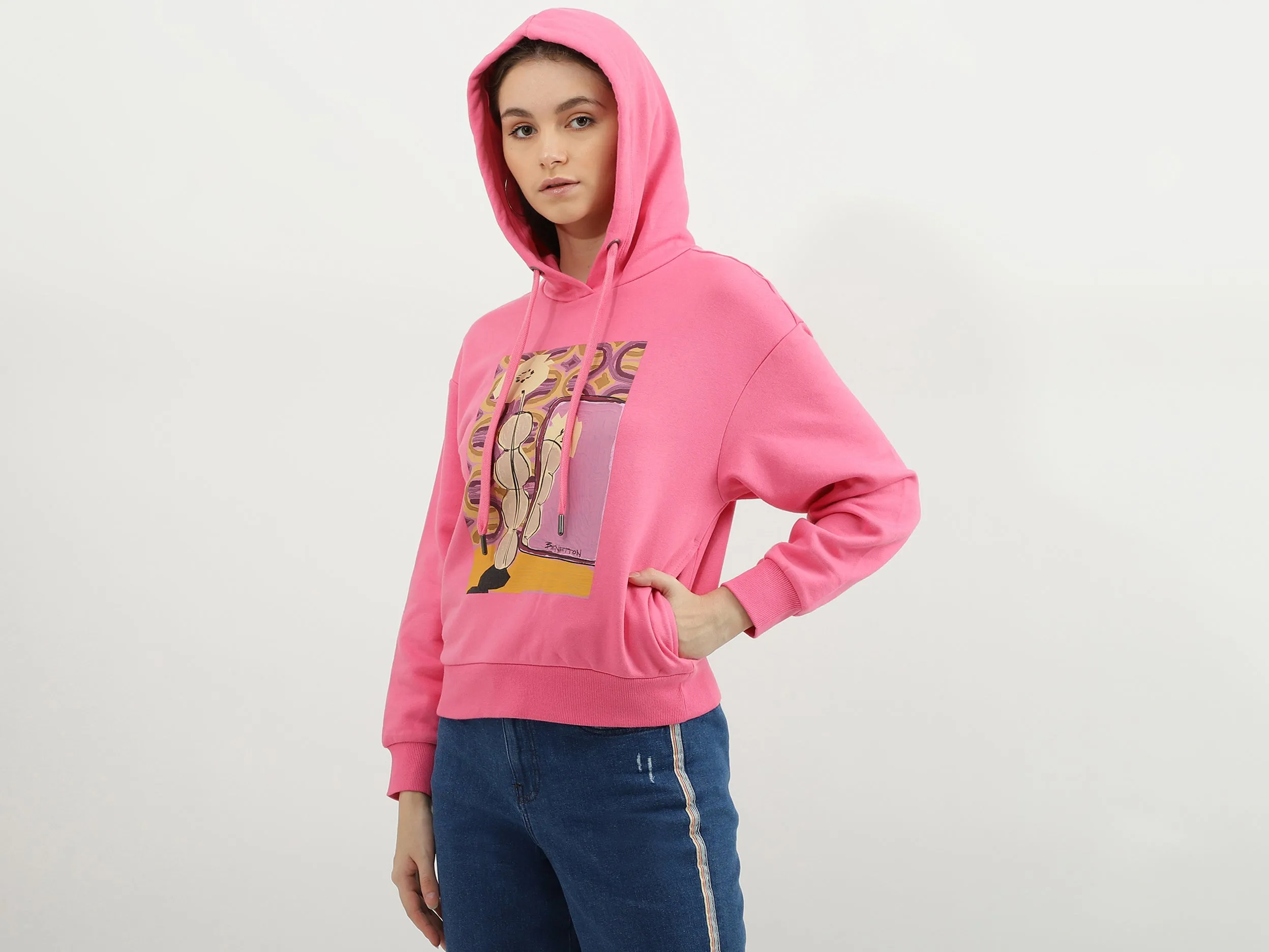 Women Printed Hooded Neck Sweatshirt